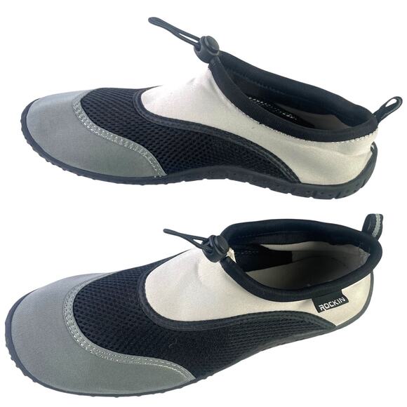 Rockin Mens Water Shoe Neoprene Mesh Black Grey White Toggle Adjust NWOT Size 11 - Picture 4 of 11